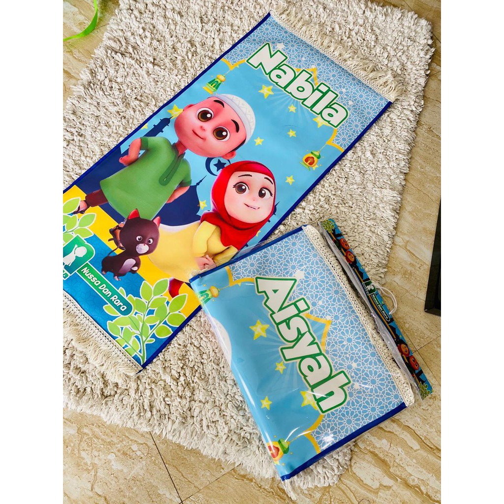 Sajadah Anak Karakter / Sajadah Custom Empuk Tebal Free Cetak Nama Souvenir Unik Perlengkapan Sholat