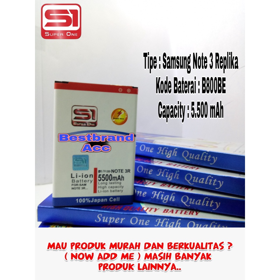 BATERAI BATRE BATTERY SAMSUNG GALAXY NOTE 3 REPLIKA DOUBLE POWER SUPERONE