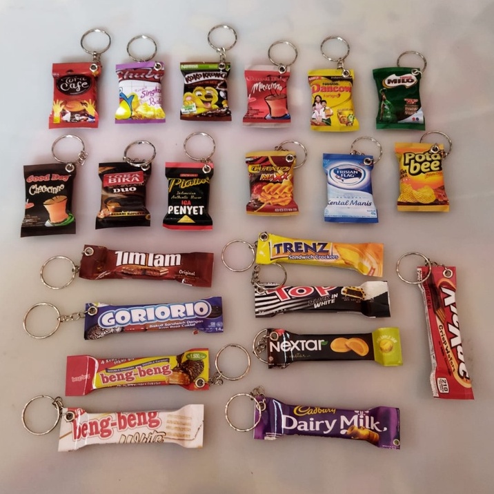 Ganci gantungan kunci souvenir miniature snack murah bisa satuan grosir termurah gratis ongkir se indonesia