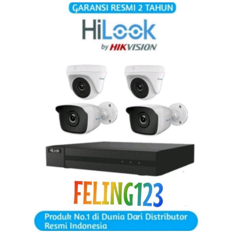 PAKET CCTV HILOOK 8CH 4 CAMERA 2MP 1080P Komplit