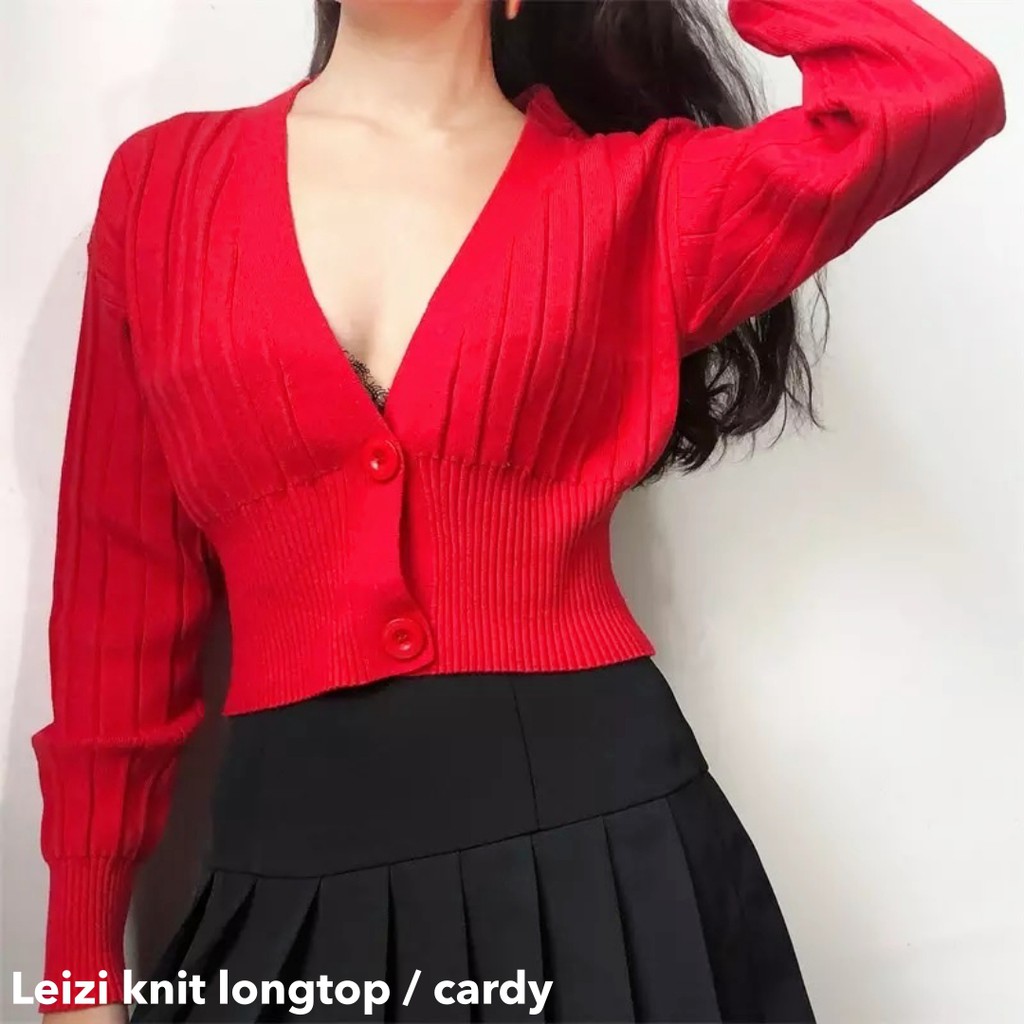 Leizi knit longtop cardy -Thejanclothes