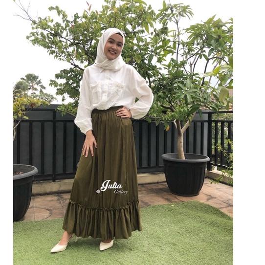 Lagi Tren.. Rok panjang kekinian muslim remaja wanita ruffle skirt tumpuk terbaru on