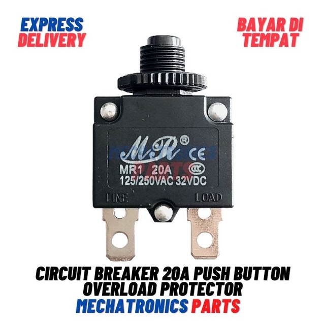 [5705] Circuit Breaker 20A Push Button Overload Protector