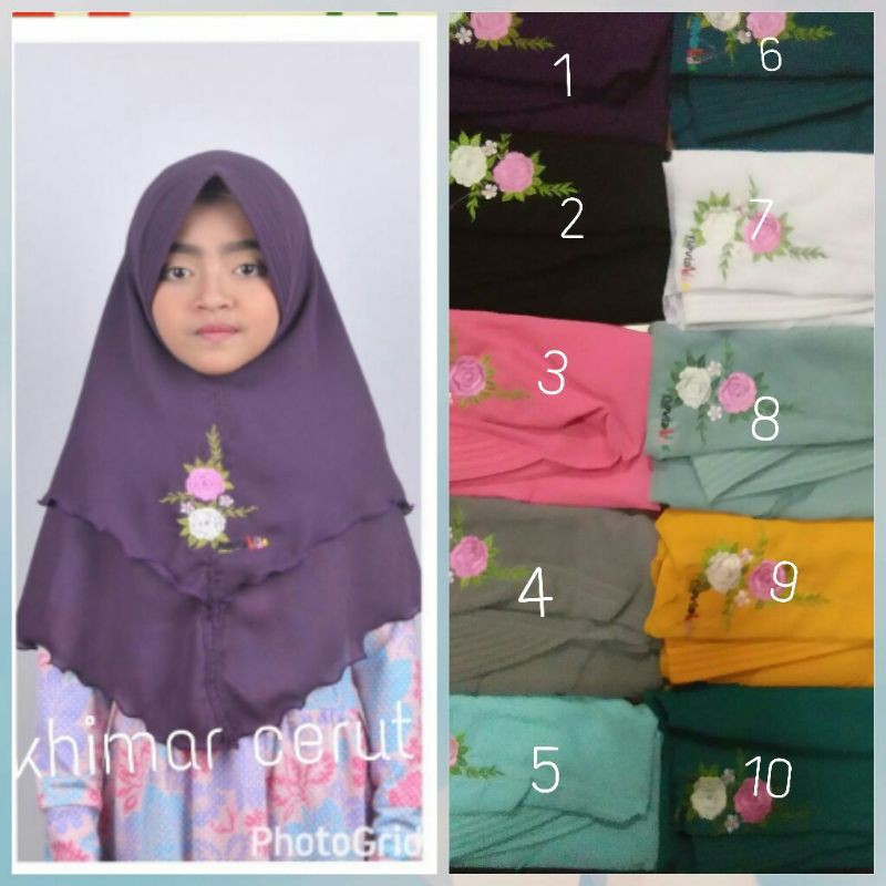 KHIMAR ANAK BUNGA BORDIR CERUTY BABYDOLL