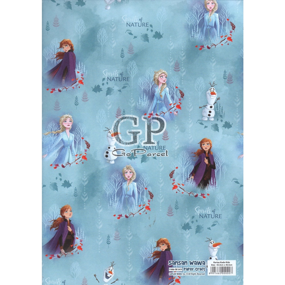 ( 5 Lembar ) FROZEN SANWA - KERTAS KADO - GIFT WRAP PAPER SANSAN WAWA FROZEN PRINCESS ELSA ANNA