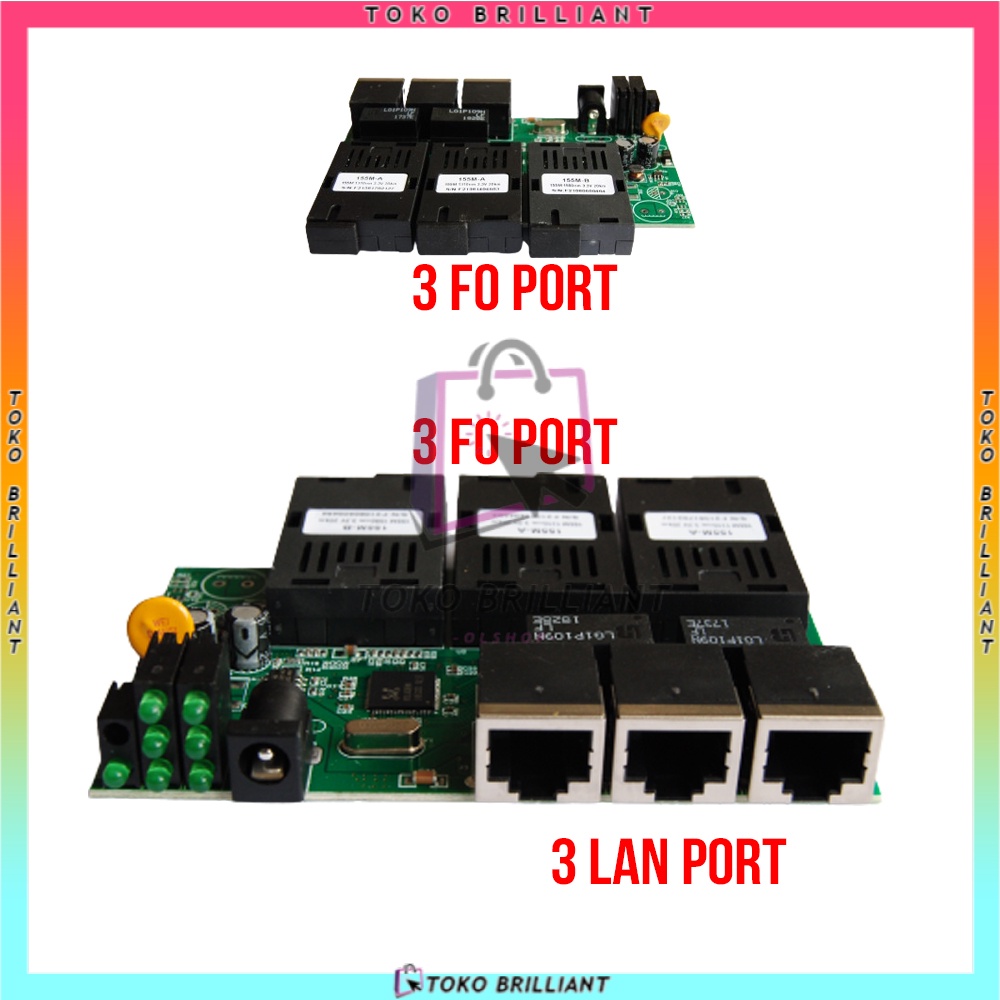 10/100M single mode 3FO 3LAN  3F3E Reverse POE Media Converter HTB Green Board