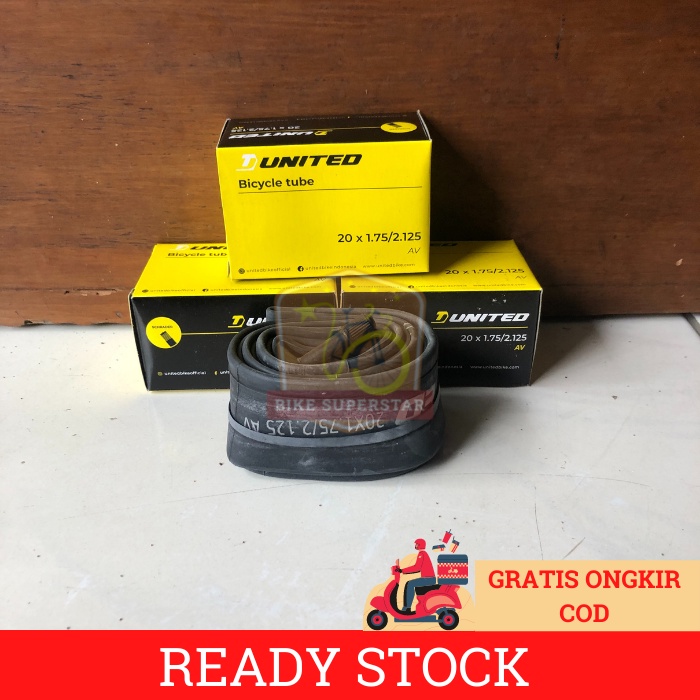 Ban Dalam Sepeda United 20 x 1.75 / 1.90 / 1.95 / 2.00 / 2.125 Pentil Motor AV Anak BMX