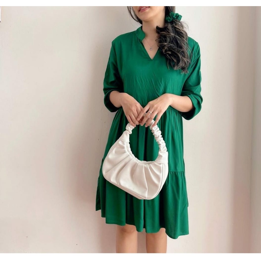 WSE390 - Dress Bianca Atasan Wanita Dress Wanita Tunik Wanita UK Fit L To XL LD 100 CM PJ 90 CM Mosscrepe PREMIUM QUALITY