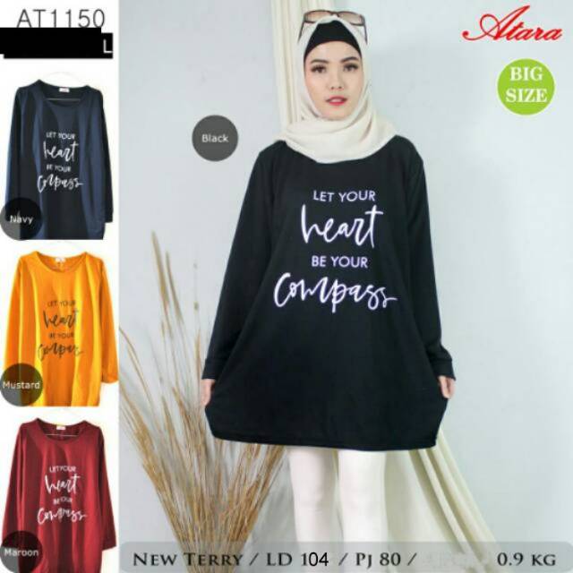 Tunik kaos jumbo muslim perempuan casual
