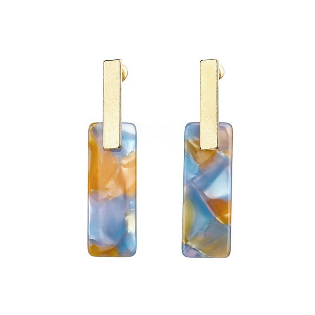 LRC Anting Tusuk Fashion Blue Stained Acrylic Geometric D60655