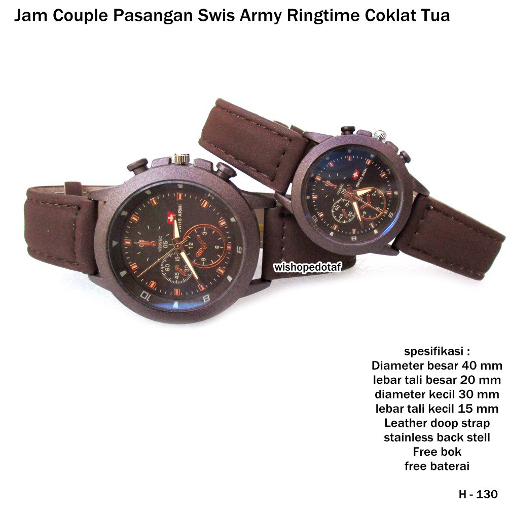 jam tangan kulit couple pasangan  ringtime coklat  tua  full 