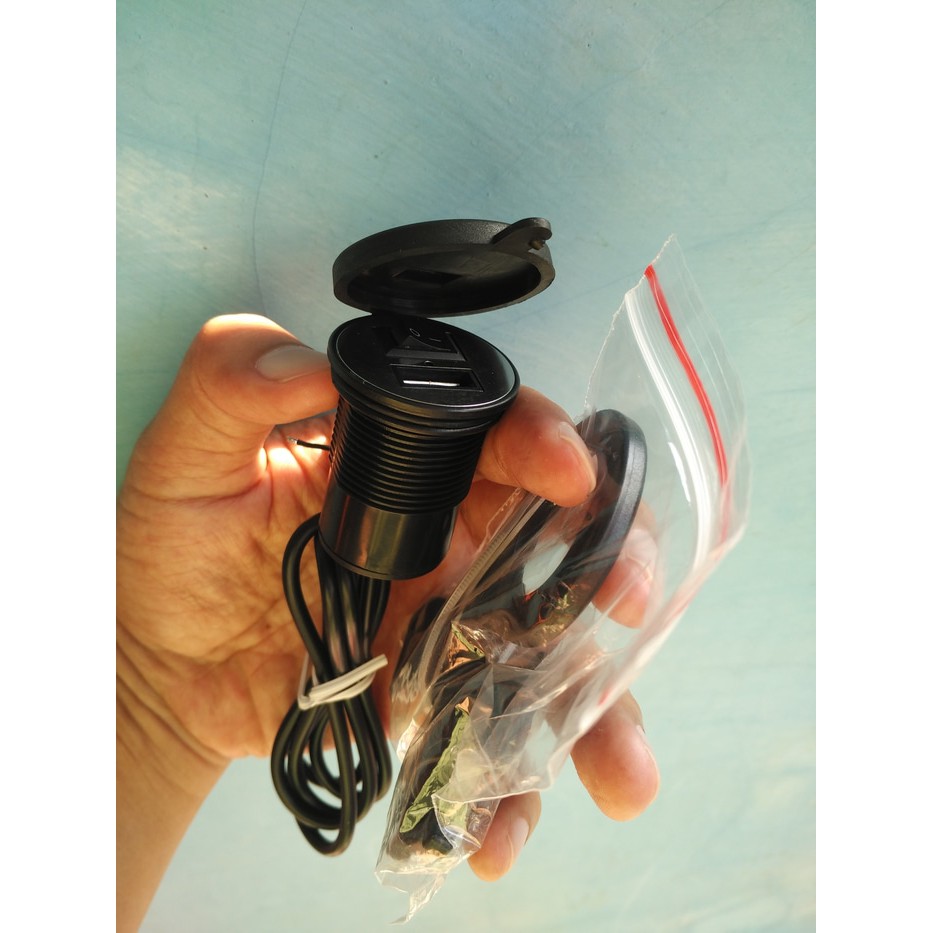 charger hp sepeda motor cas aki ada tutupnya anti hujan gojek grab uber TOP
