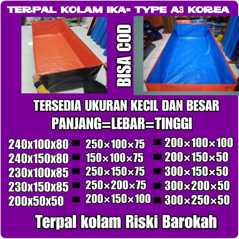 TERPAL KOLAM IKAN 300X150X50 TYPE A3 KOREA SUPUR QUWALITY