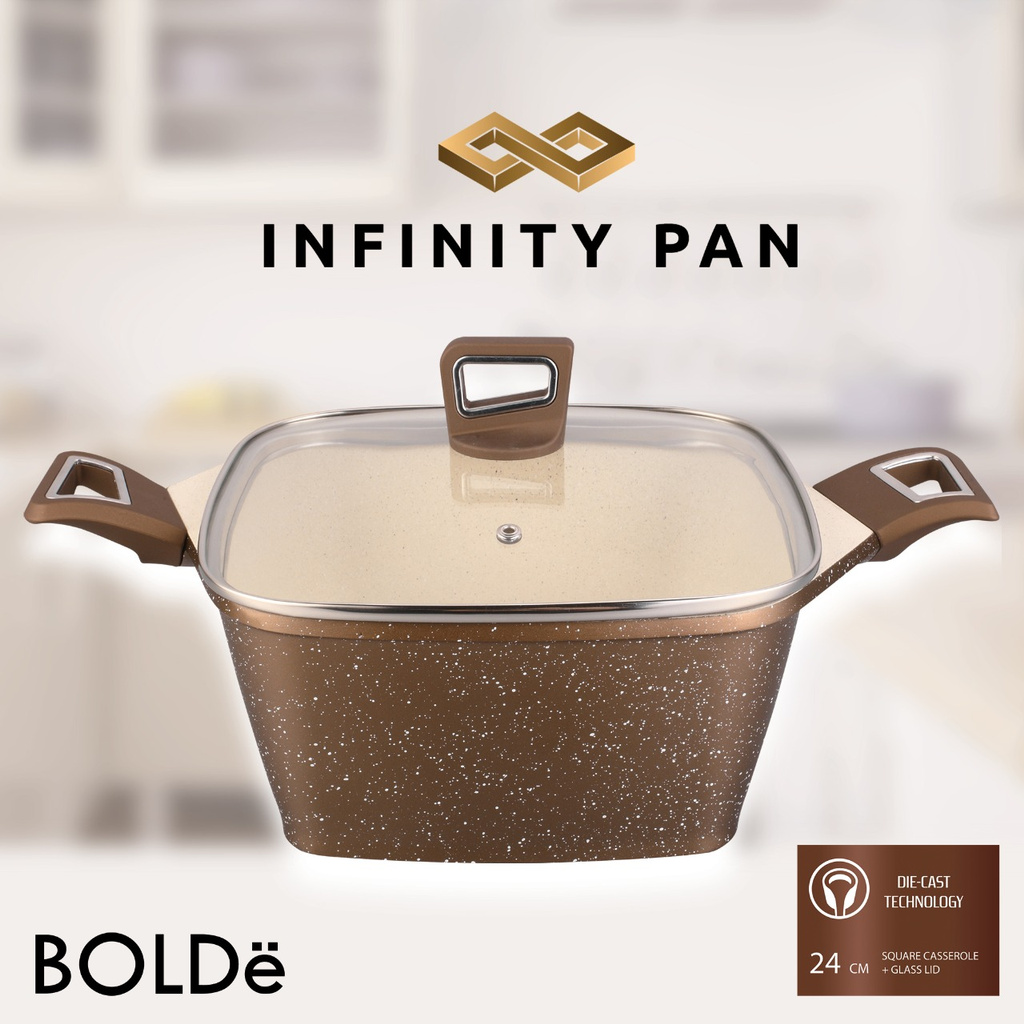 Bolde Infinity Pan Casserole 24CM + Lid Kaca Kualitas Premium