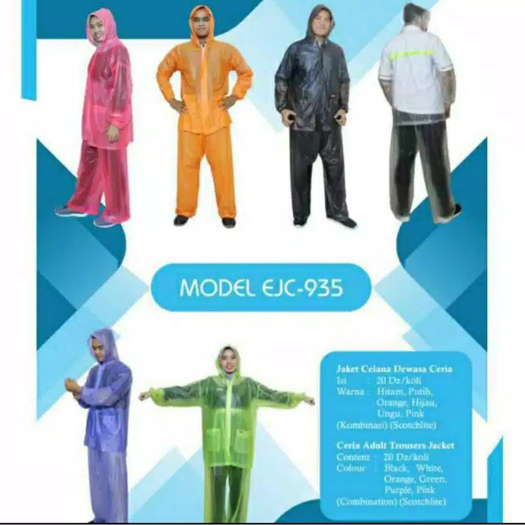 Jas Hujan Setelan JAKET CELANA CERIA Elmondo 935 - Raincoat Stelan Elmondo Ceria Karet Murah