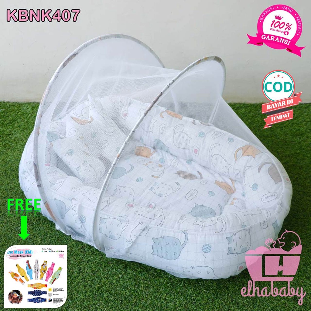 Elha baby kasur bayi perahu nest set kelambu karakter / kasurbayi motif kado lahiran perlengkapan