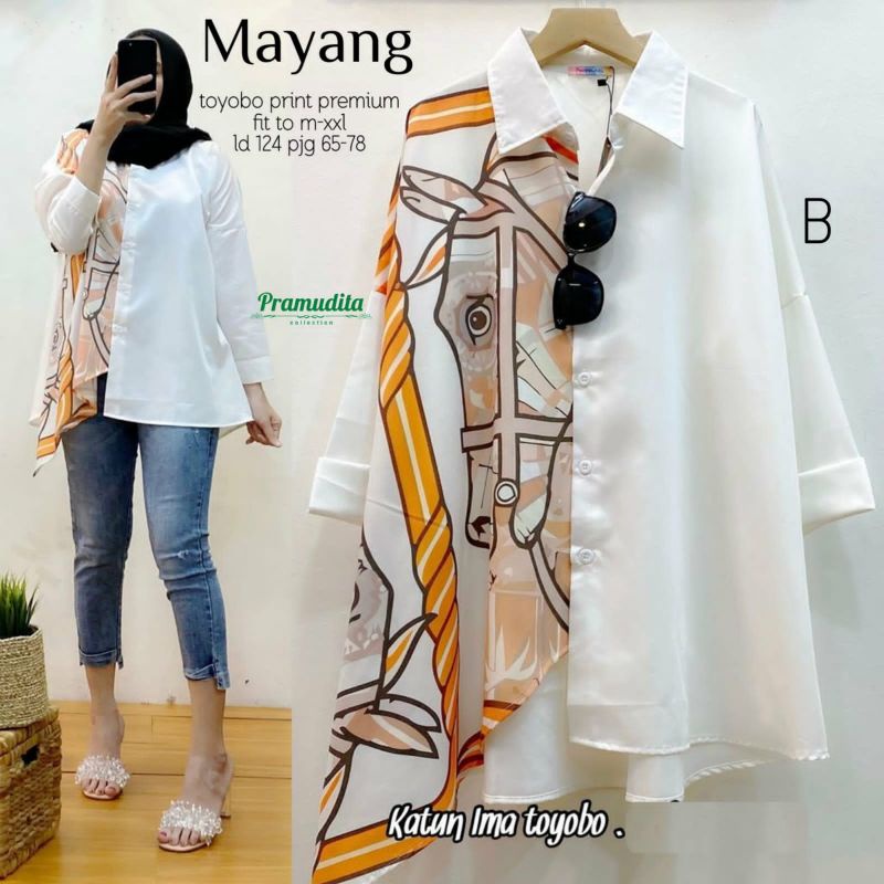 Mayang tunik blouse top atasan kemeja toyobo print premium