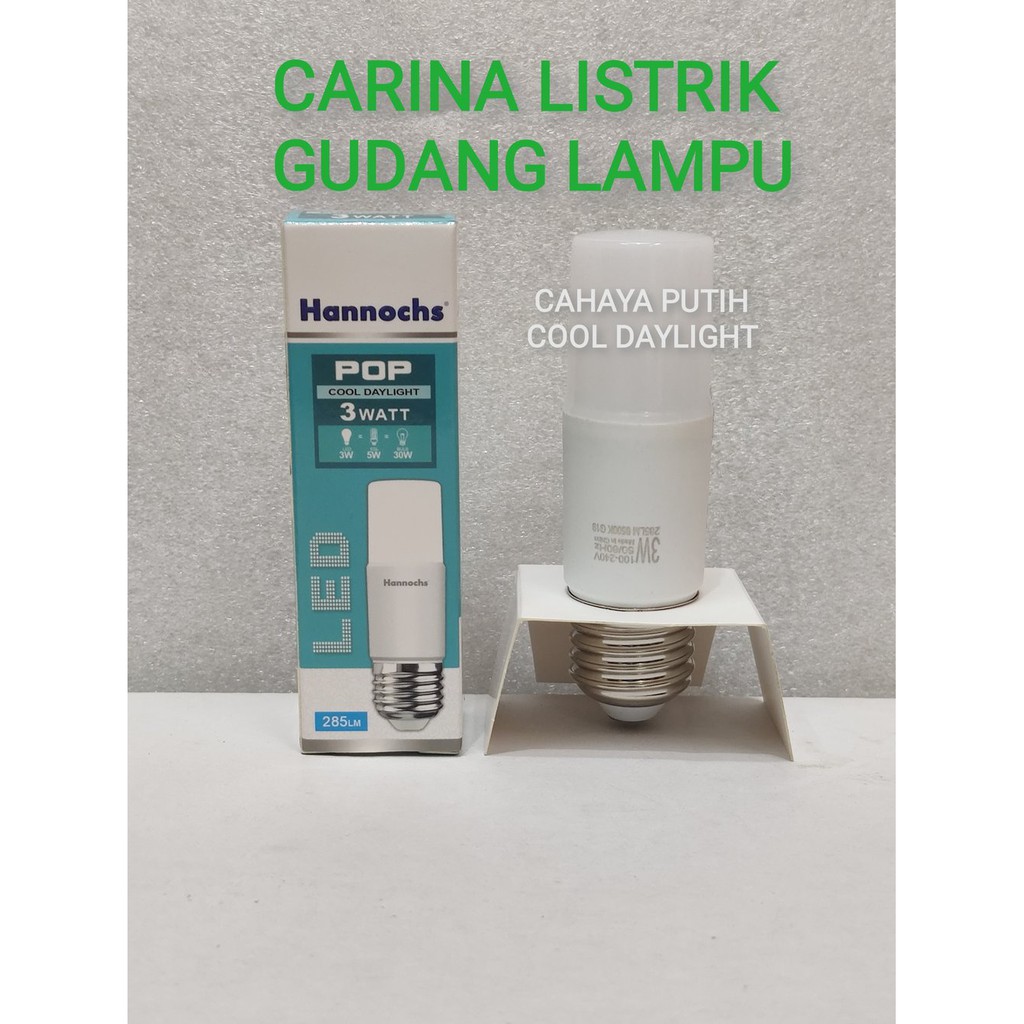 Hannochs POP 3w Lampu Bohlam LED 3 Watt Cahaya Putih