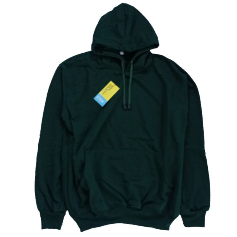 (BISA COD) Jaket jumper hoodie polos pria wanita-Hijau botol