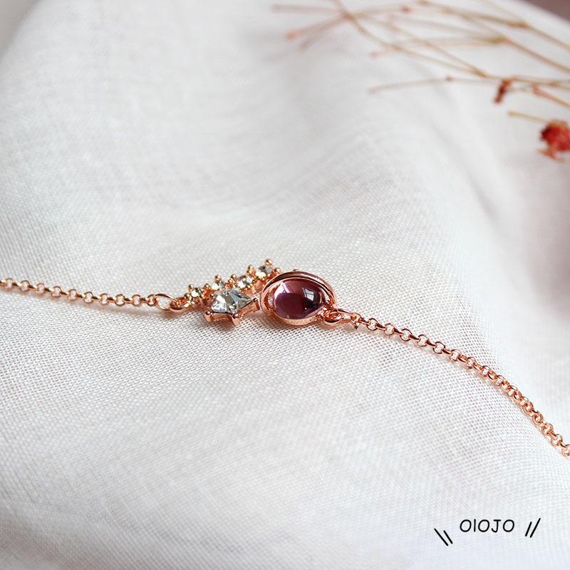 Gelang Desain Starry Sky Universe Star Key Pink Cat Eye Gaya Korea Untuk Mahasiswa