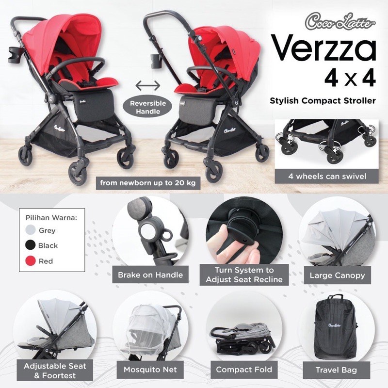 Cocolatte Stroller Verzza 4x4 Reversible / Kereta Dorong Hadap Ibu