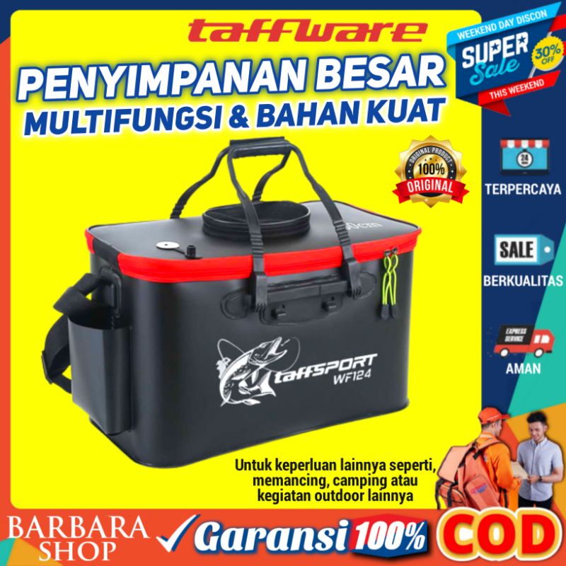 Tas Mancing Pancing Perlengkapan Tempat Wadah Ikan Hasil Pancingan Tempat Kotak Umpan Fishing Bucket 40CM TaffSPORT DOSE01BK