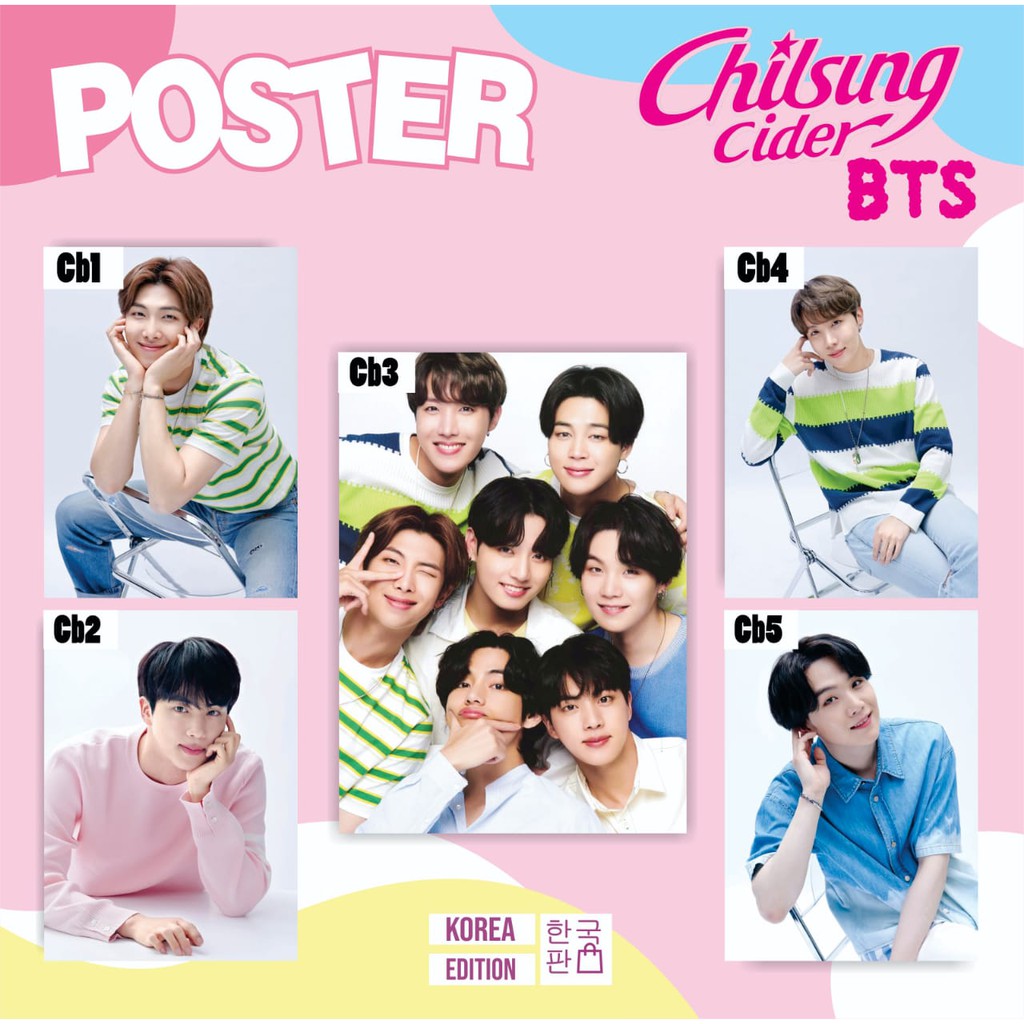 Poster BTS Bangtan Boys Chilsung Cider Photoshoot Jungkook Taehyung Jimin Suga Jhope Jin RM