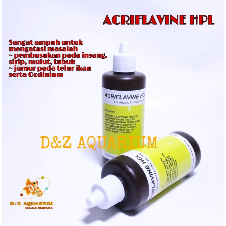 Acriflavine HCL 100 ml Acrivlafine Obat Jamur Ikan Hias Cupang Guppy