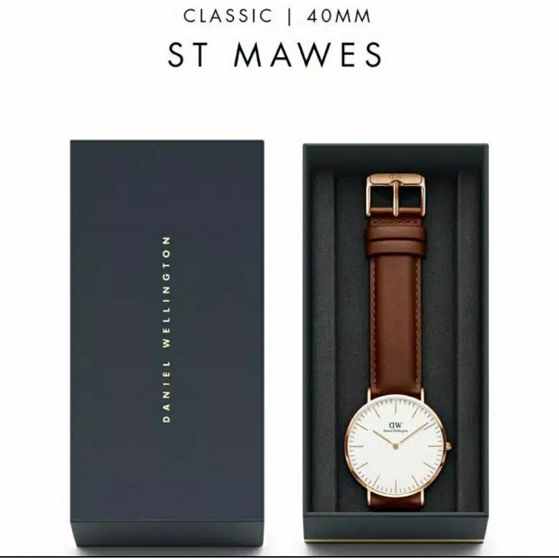 Terlaris (BISA COD) Jam Tangan Pria DW Kulit Super Premium Free Box Ori Dan Paper Bag-Coklat Rose Putih
