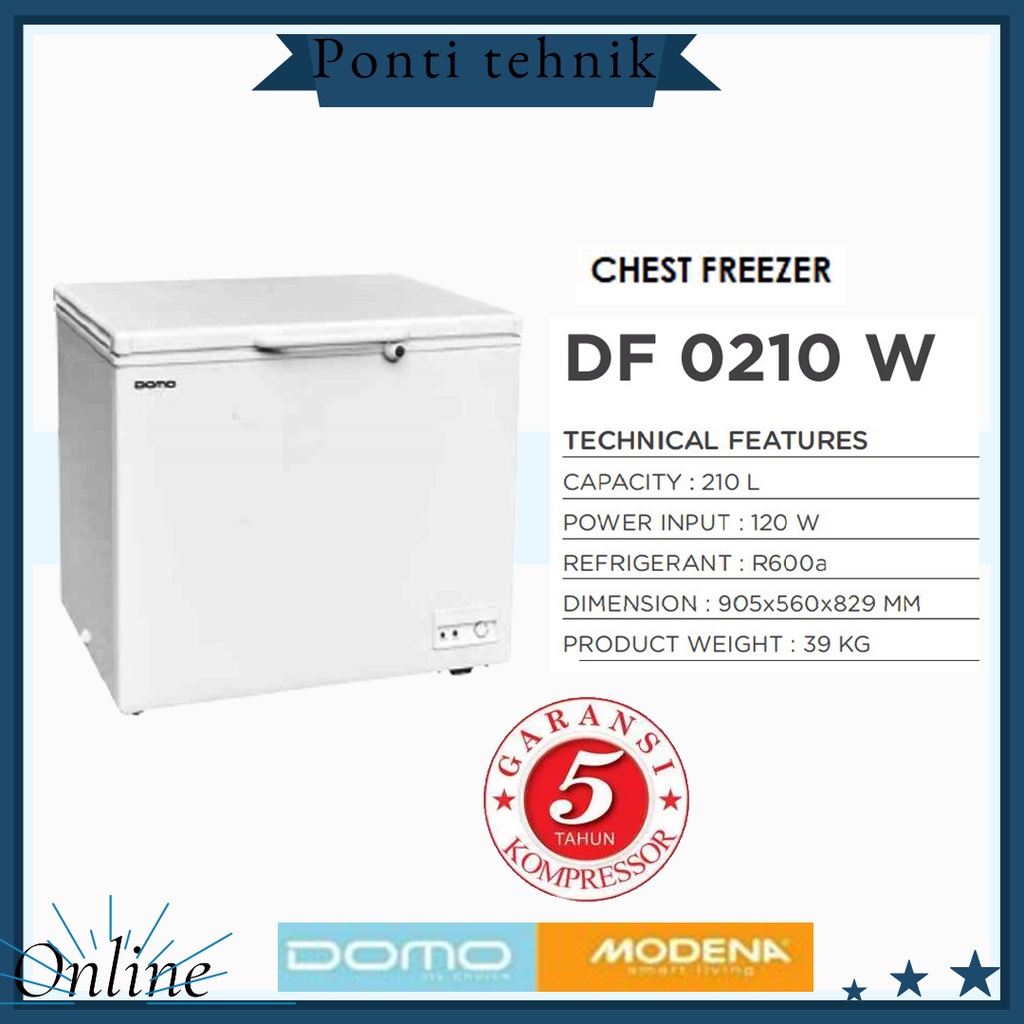 CHEST FREEZER DOMO BY MODENA TYPE DF-0210 W-FREEZER BOX