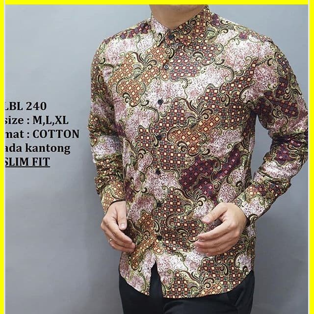 KEMEJA PRIA BATIK LENGAN PANJANG HEM BAHAN KATUN HALUS 40S LBL 240 MEWAH PREMIUM BAJU ELEGANT SIZE M L XL  SKU MS JAKARTA