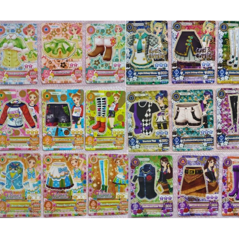 (set A-C) Kartu Aikatsu Asli - Aikatsu Tops, Bottom, Shoes Set Card