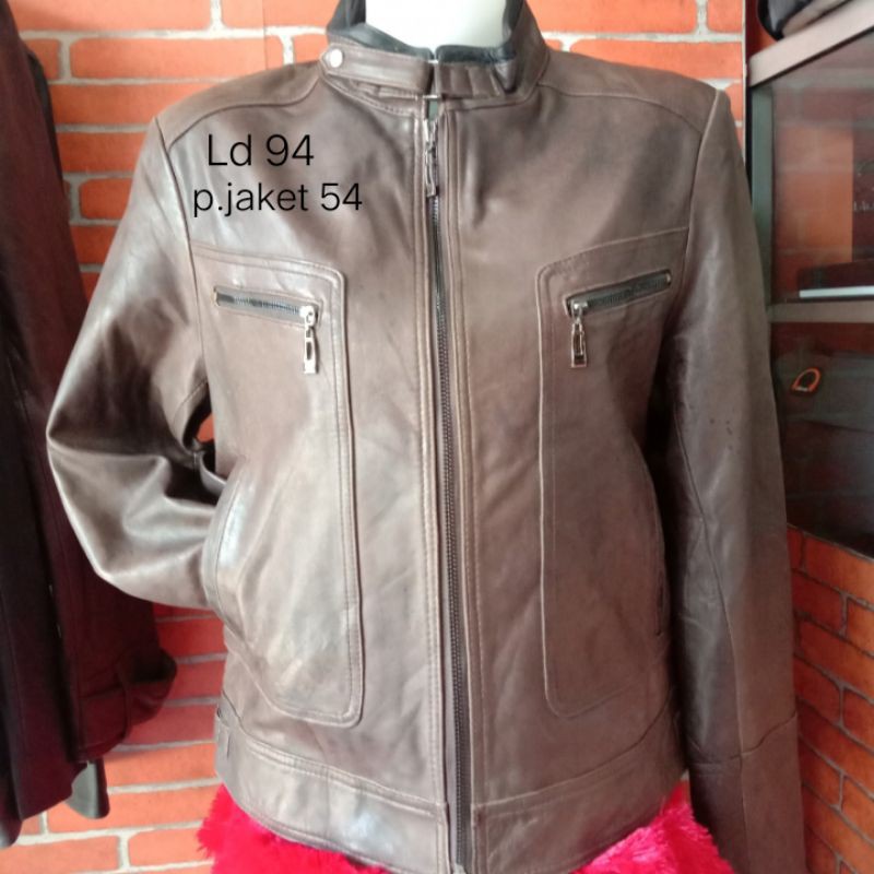 jaket kulit asli second wanita