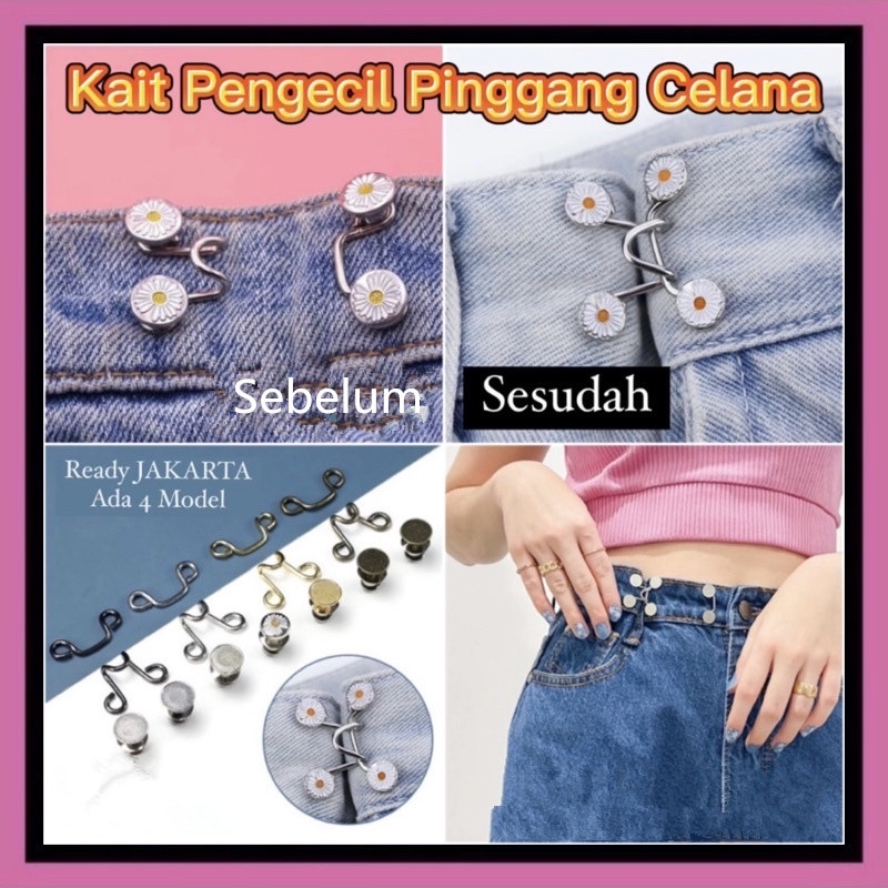 Kancing celana pengecil longgar kebesaran model kait cantolan cetet button  lepas pasang bahan logamsnap jepret pengaitpinggang jeans