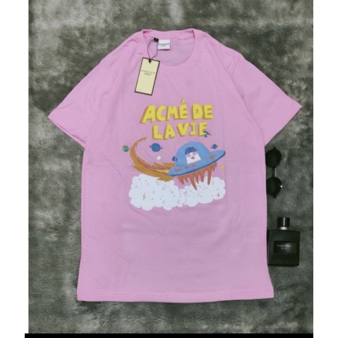 New KAOS T-SHIRT ASTRONAUT ADLV ACME DE LA VIE LENGAN PENDEK PREMIUM PRIA WANITA / PINK XL