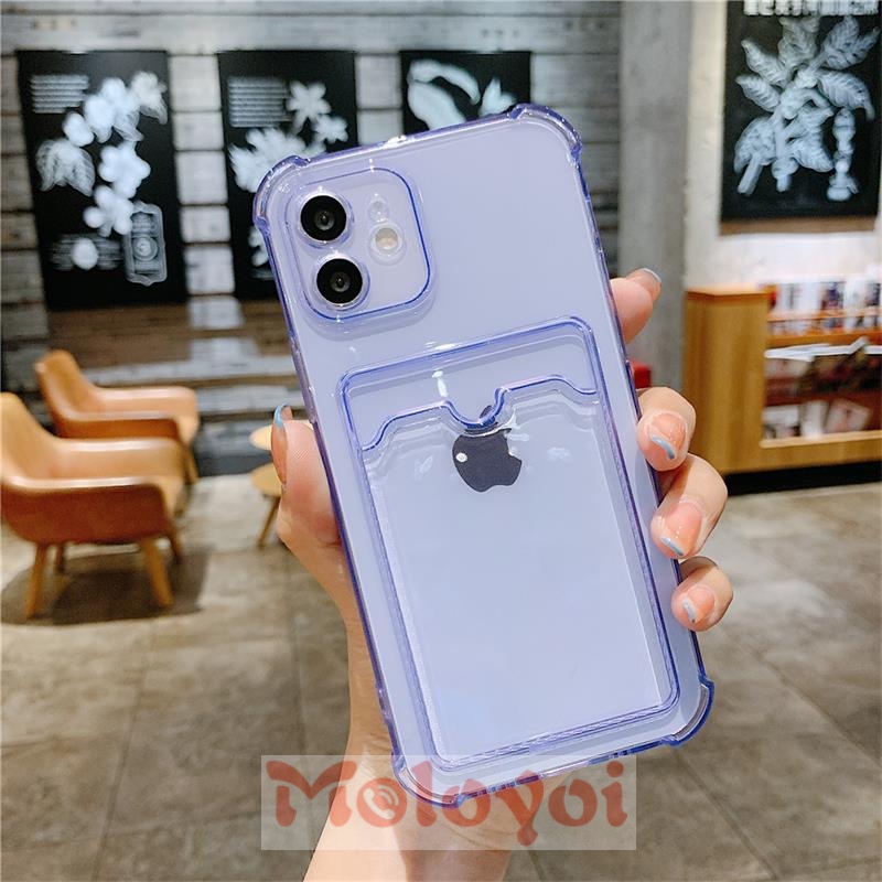Case For Iphone X XR XS Max 11 12 Pro Max 6 7 8 Plus Softcase Tipis Card Wallet Card Holder Phone Case