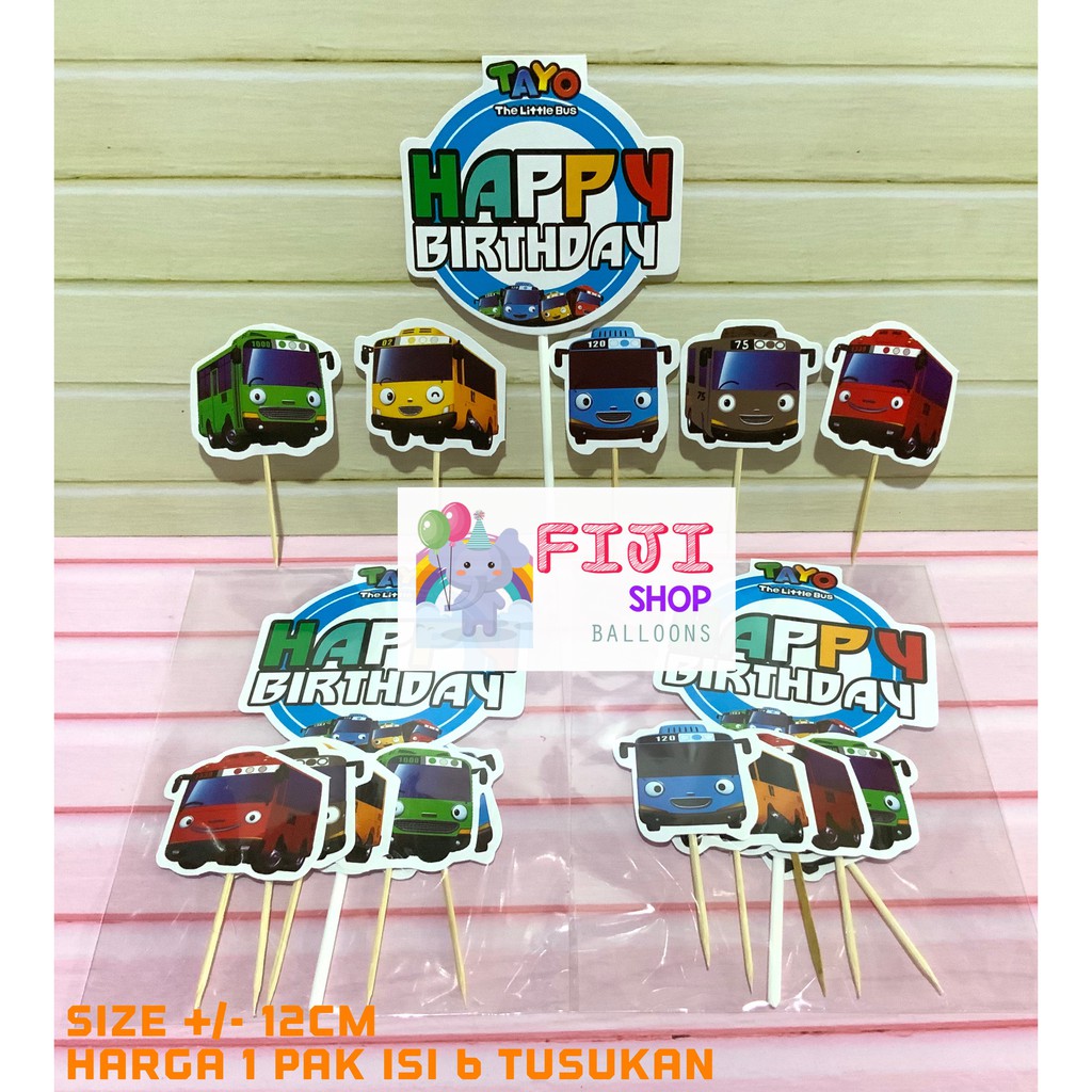 Cake Topper Tayo Set / Hiasan Kue Ultah / Topper CupCake Karakter Tayo