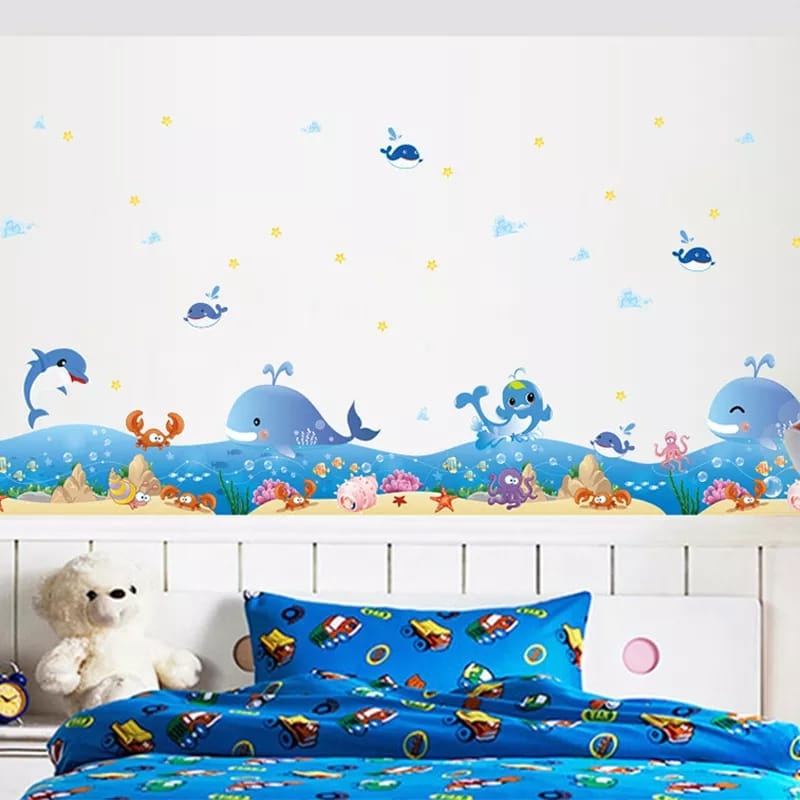 Wallsticker Dekorasi Dinding Tembok Dolphin Di Laut