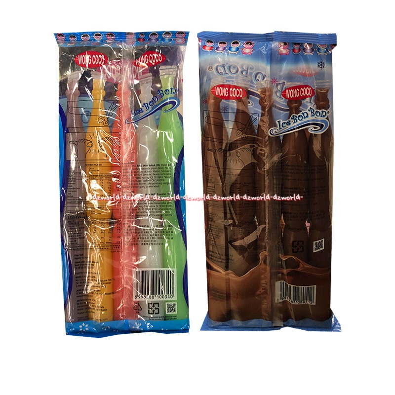 Wong Coco Ice Bon Bon 5pcs Rasa Susu Milk Cokelat Flavour Es Krim Plastik Gula Asli Ice Bonbon