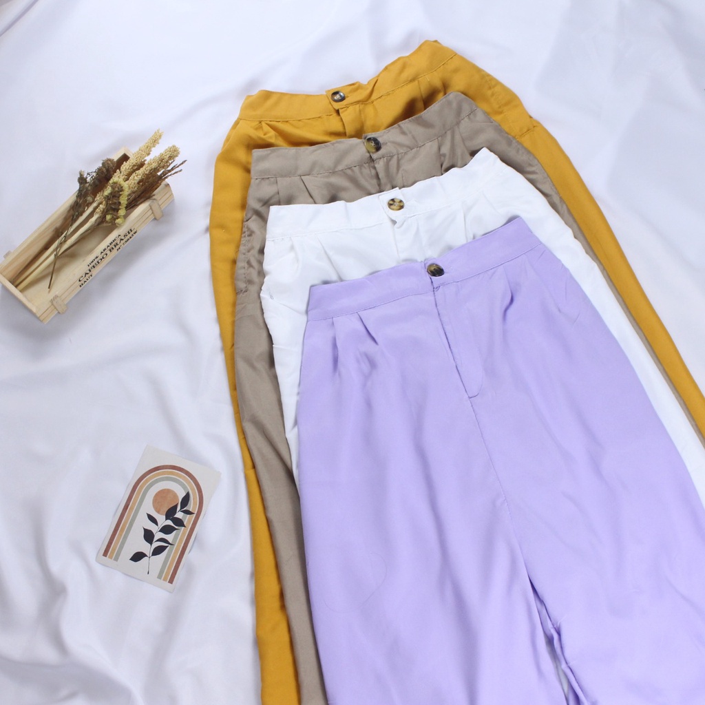 RX Fashion - Dheani Highwaist / Soleil Kulot Anti Ngantung Wanita / MELVA SLIT PANTS Kulot highwaist -BN