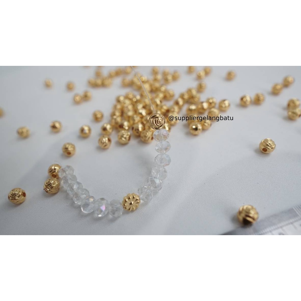 Aksesoris spacer BUNGA BULAT 8mm GOLD pembatas aksesoris gelang kalung