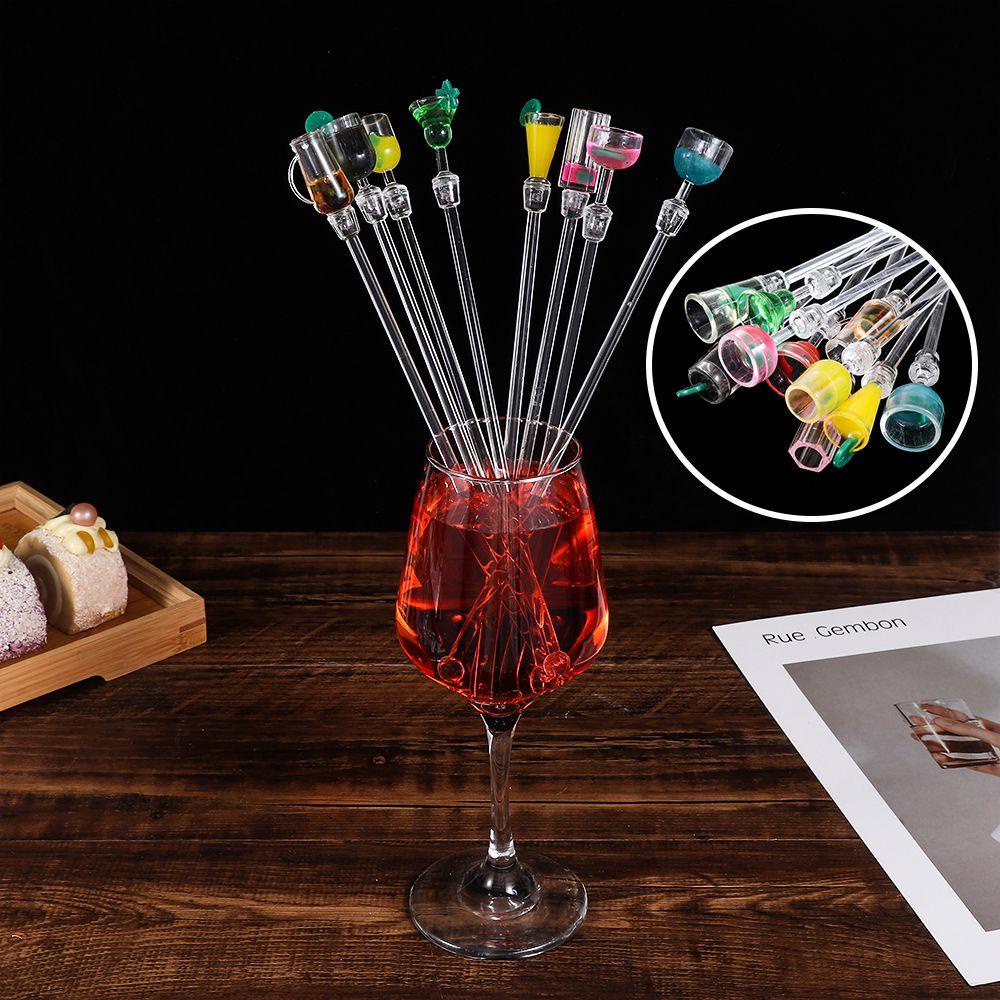 Populer 10Pcs /Set Pengaduk Minuman Restoran Colorful Bar Tool Cocktail