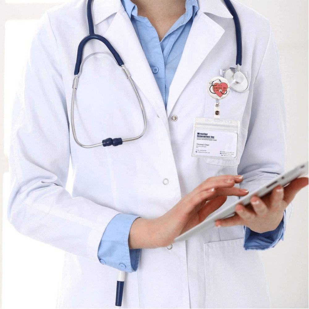 Lanfy Badge Holder Dokter Perawat Cinta Hati Stetoskop Ditarik Mudah Tarik Gesper