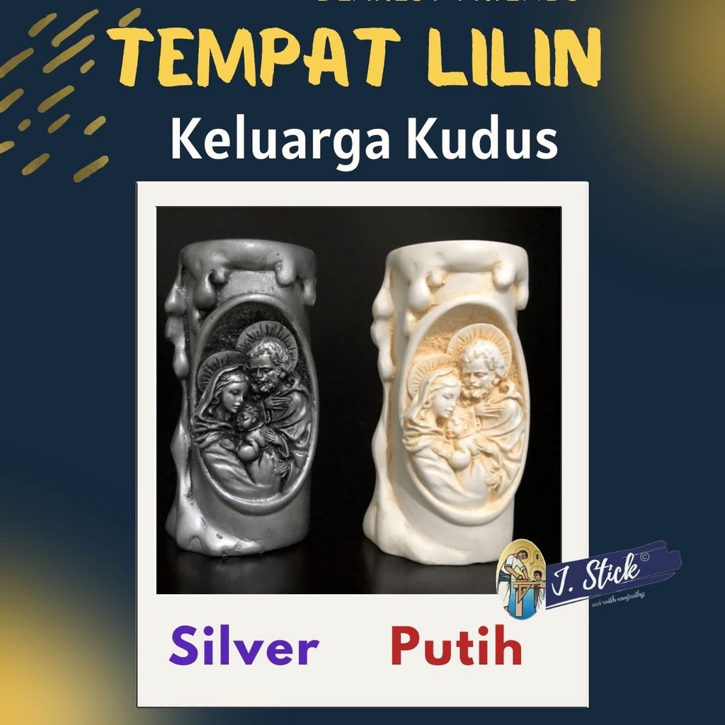 Tempat Lilin Tabung;  design Yesus / Maria / Keluarga Kudus (1pc)