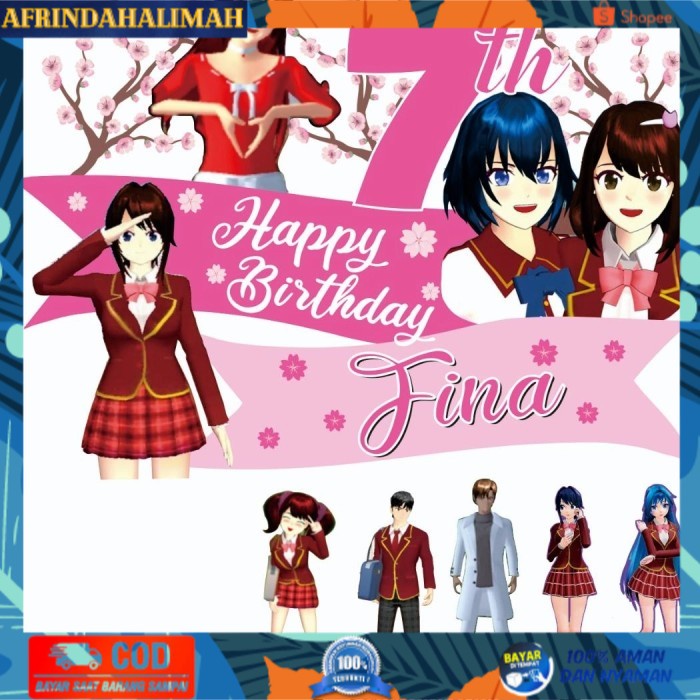 [TERBARU] Sakura School Simulator Cake Topper Set Custom Ulang Tahun Hiasan Kue