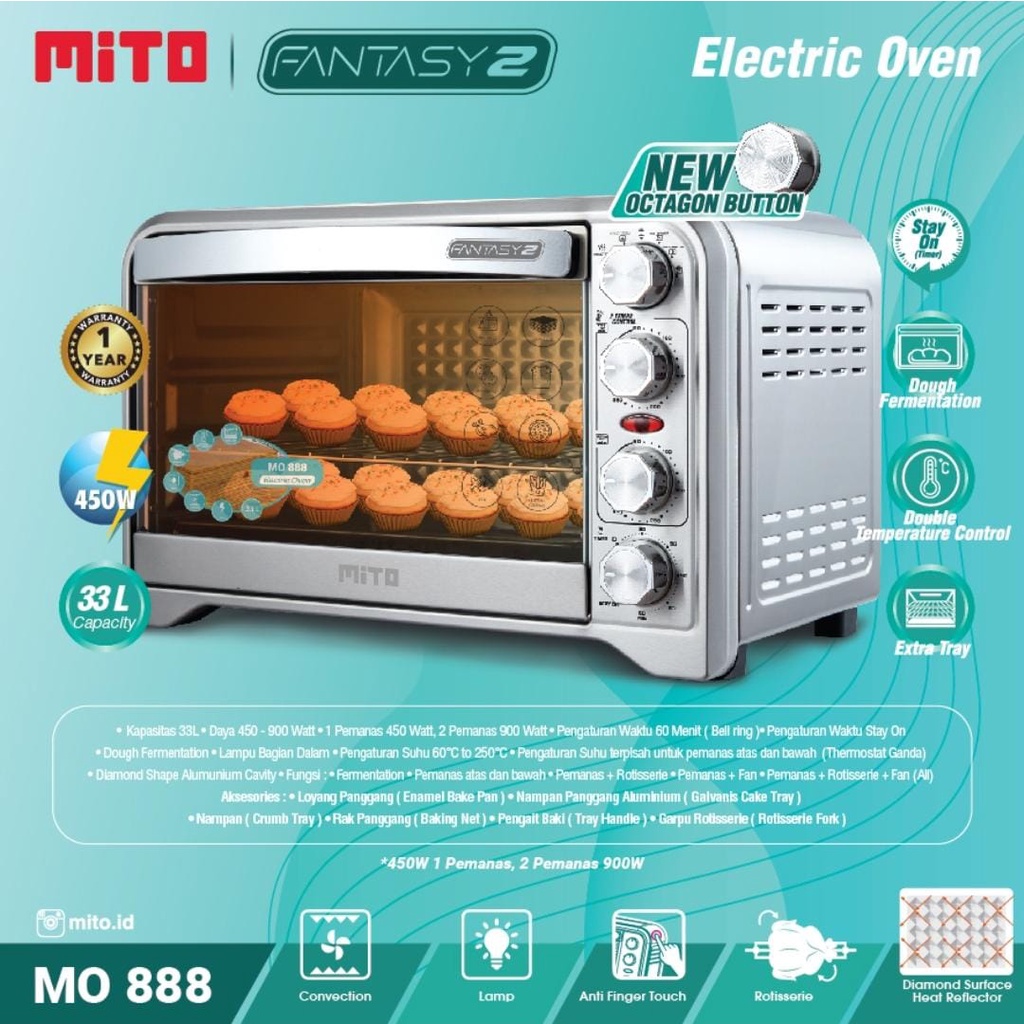 Oven Mito Fantasy 2 MO888 33 Liter (PENGIRIMAN KHUSUS JNT/JNE/DLL)