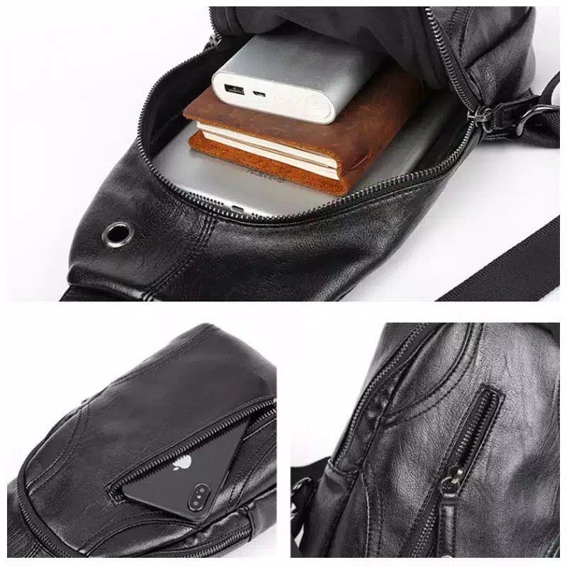 Tas Selempang Pria  - LT02 Bag Hitam Premium