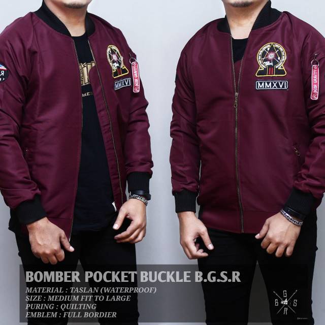 Jaket bomber pria pocket buckle BGSR