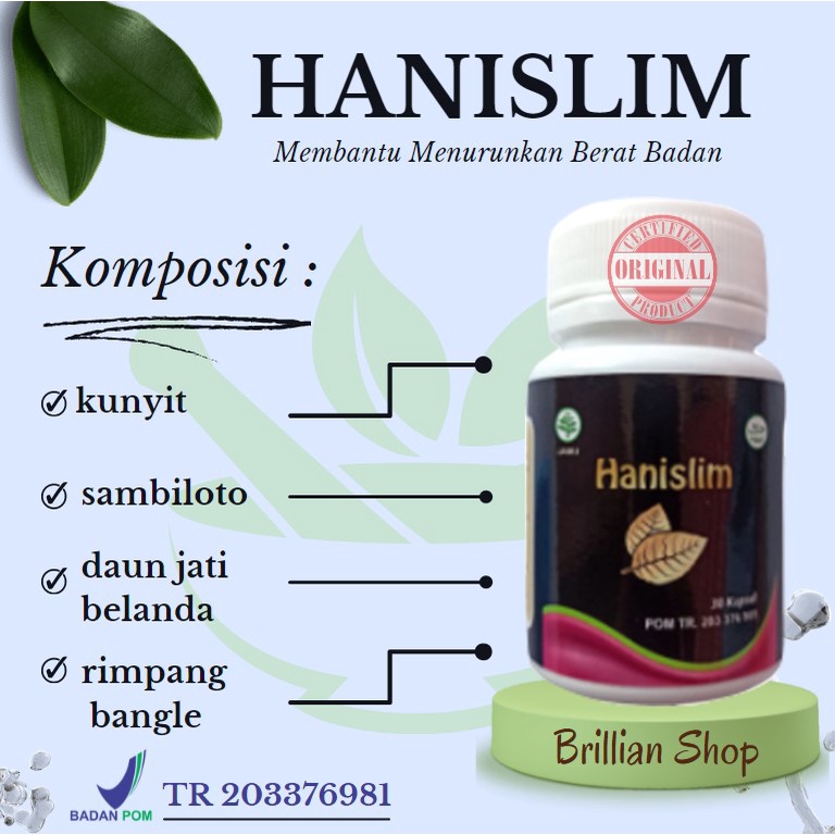 Hanislim Obat Pelangsing Obat Diet Penurun Berat Badan Dewasa Penahan Nafsu Makan Pembakar Lemak pel