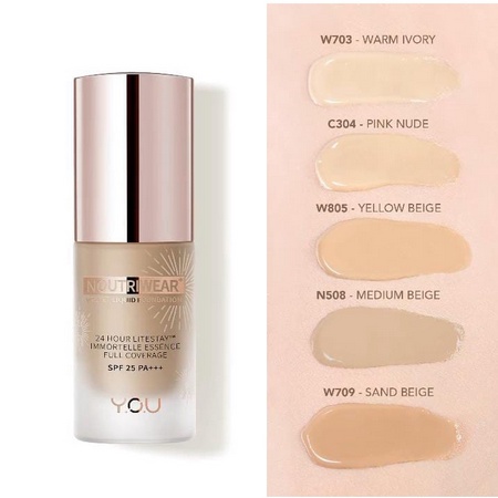 ⭐BAGUS⭐ YOU Noutriwear Liquid Velvet Foundation Tester 5ml [SPF 25&amp; PA+++] | Yellow Beige Medium Beige